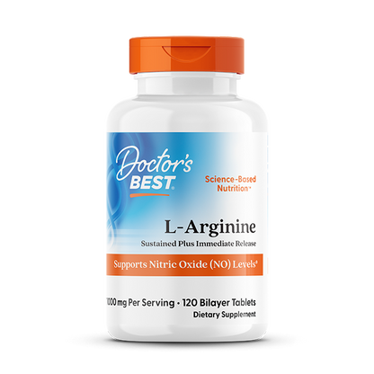 Doctor's Best L-Arginine Sustained Plus Immediate Release, 1000 mg Per Serving, 120 Bilayer Tablets