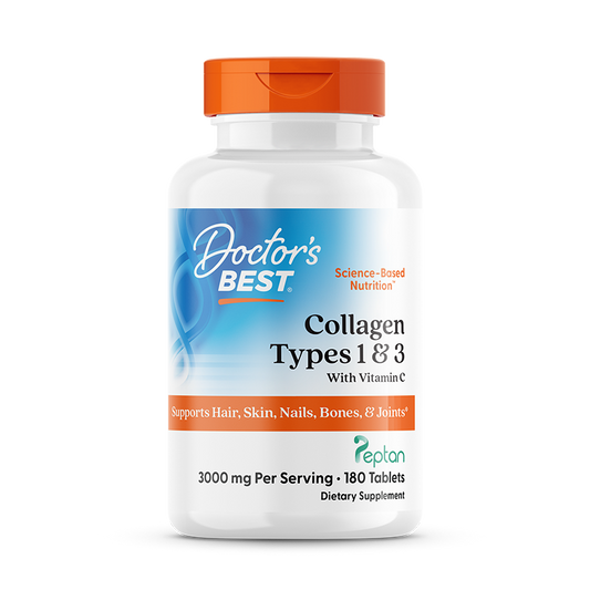 Doctor's Best Collagen Types 1 and 3 and Vitamin C, 3,000 mg Per Serving, 180 Tablets