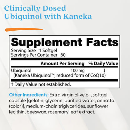 Doctor's Best Ubiquinol with Kaneka, 100 mg, 60 Softgels