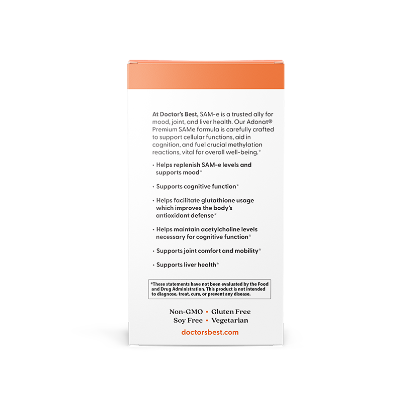 Doctor's Best SAM-e, 200 mg Per Serving, 60 Enteric Coated Tablets