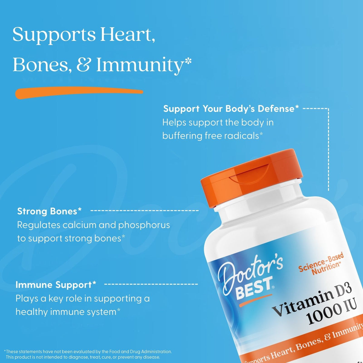 Doctor's Best Vitamin D3, 25 mcg (1,000 IU), 180 Softgels