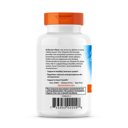 Doctor's Best Vitamin D3, 25 mcg (1,000 IU), 180 Softgels