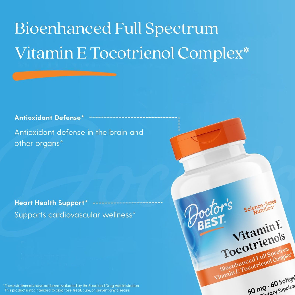 Doctor's Best Vitamin E Tocotrienols, 50 mg, 60 Softgels
