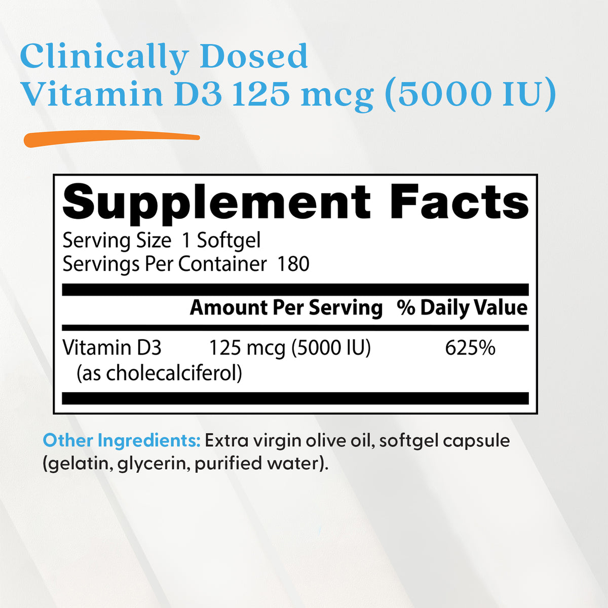 Doctor's Best Vitamin D3, 125 mcg (5,000 IU), 180 Softgels