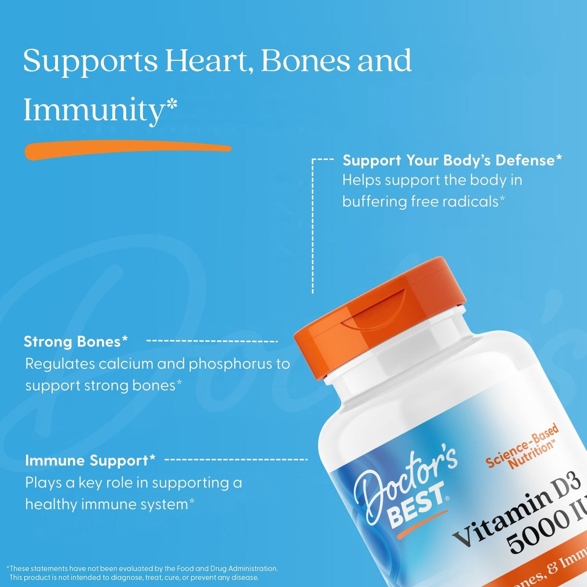 Doctor's Best Vitamin D3, 125 mcg (5,000 IU), 180 Softgels