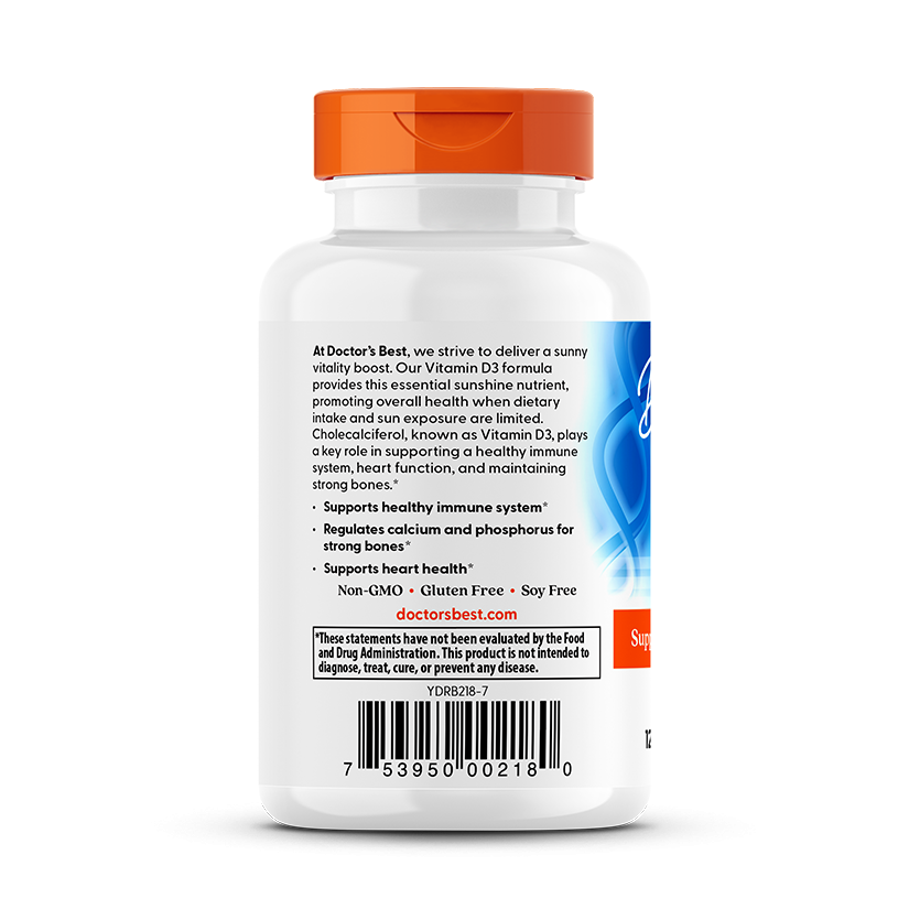 Doctor's Best Vitamin D3, 125 mcg (5,000 IU), 180 Softgels