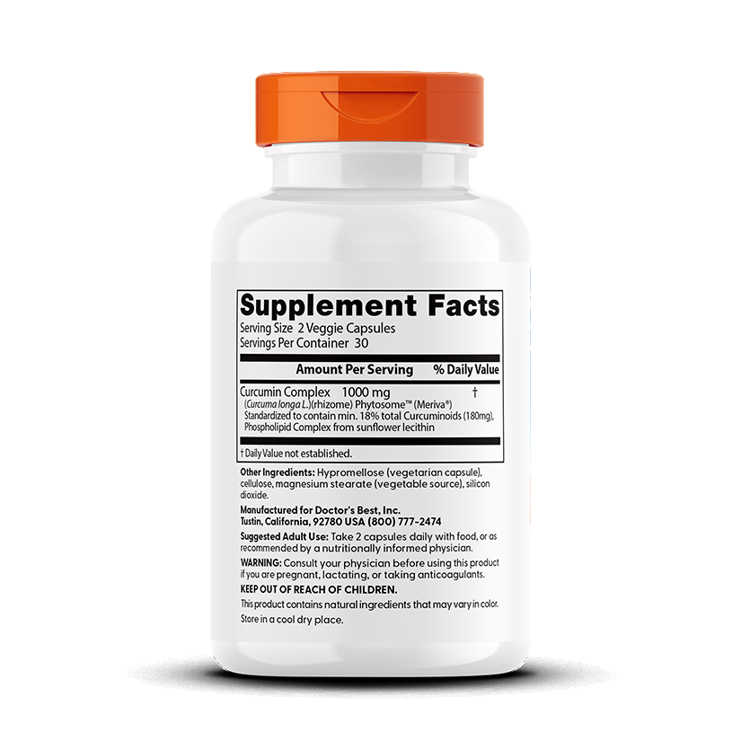 Doctor's Best Curcumin Phytosome with Meriva, 500 mg, 60 Veggie Caps