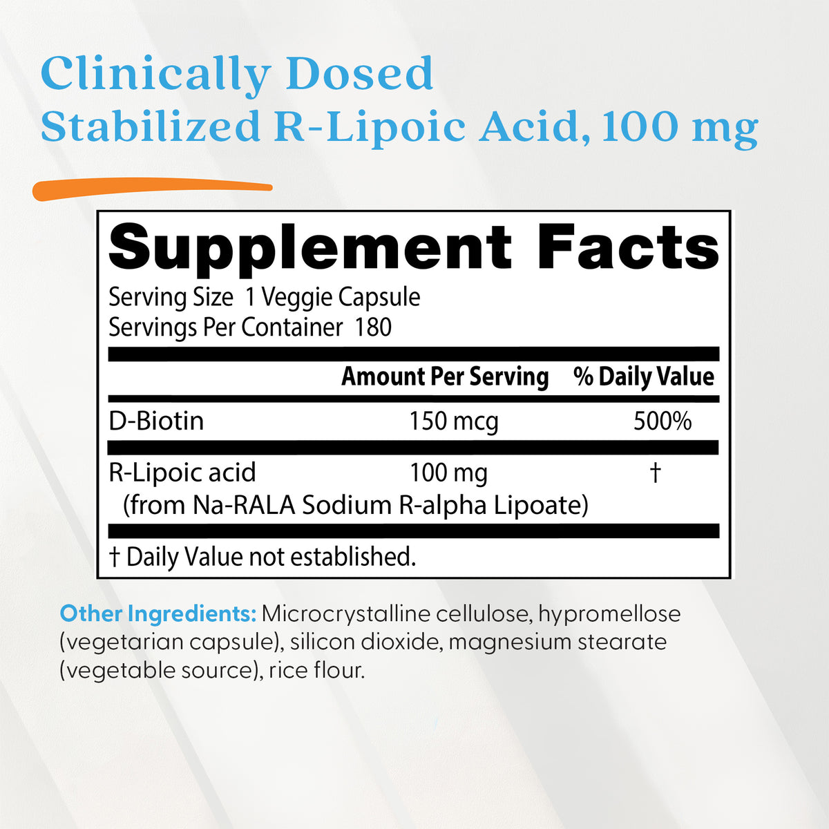 Doctor's Best Stabilized R-Lipoic Acid, 100 mg, 180 Veggie Caps