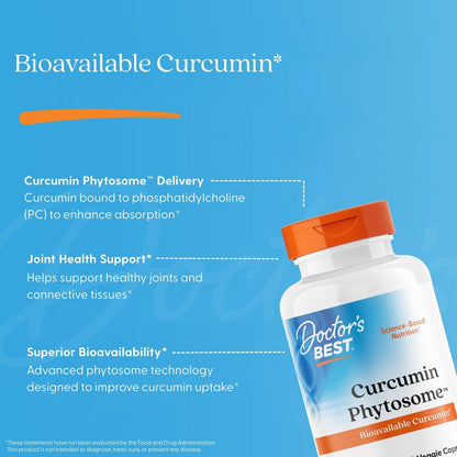 Doctor's Best Curcumin Phytosome with Meriva, 1,000 mg Per Serving, 180 Veggie Caps