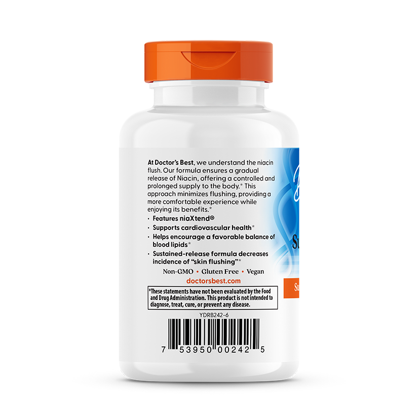 Doctor's Best Sustained-Release Niacin with niaXtend, 500 mg, 120 Tablets