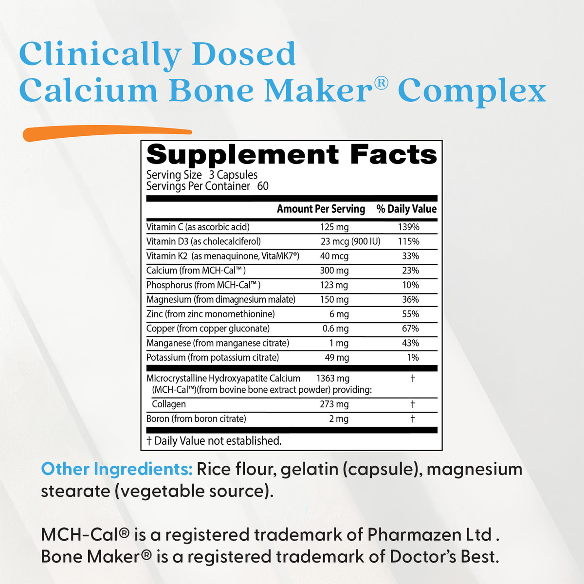 Doctor's Best Calcium Bone Maker Complex with MCHCal, 180 Capsules