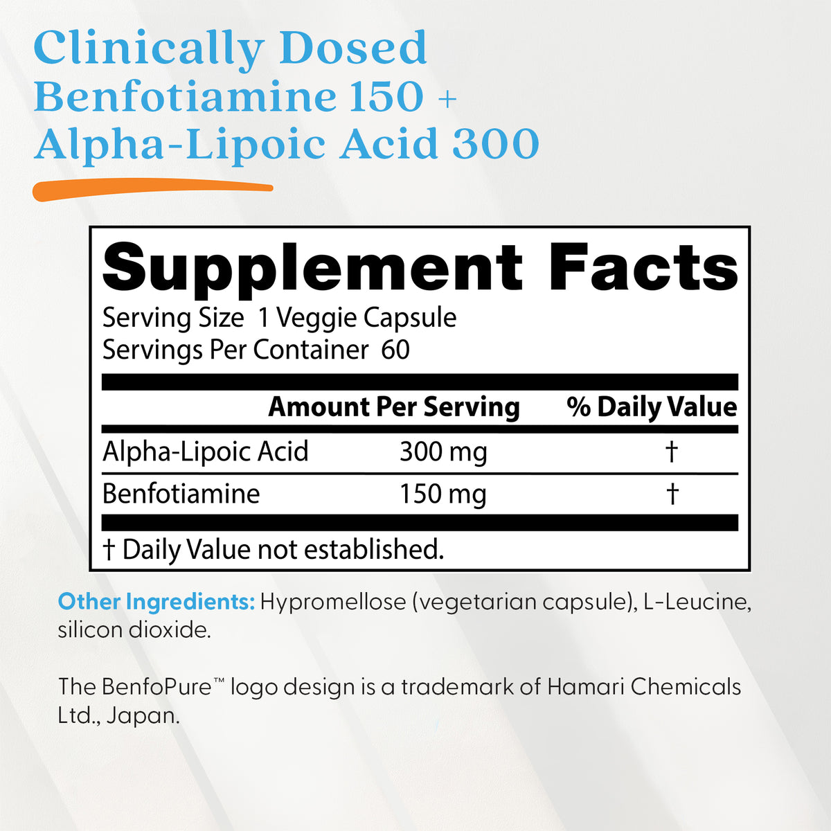 Doctor's Best Benfotiamine 150 + Alpha-Lipoic Acid 300, 60 Veggie Caps