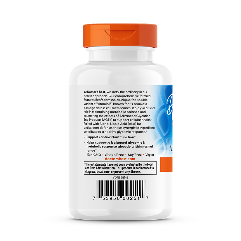 Doctor's Best Benfotiamine 150 + Alpha-Lipoic Acid 300, 60 Veggie Caps