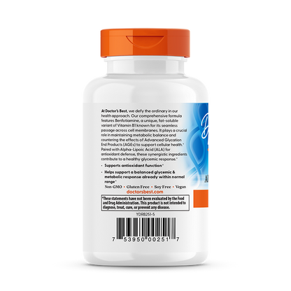 Doctor's Best Benfotiamine 150 + Alpha-Lipoic Acid 300, 60 Veggie Caps