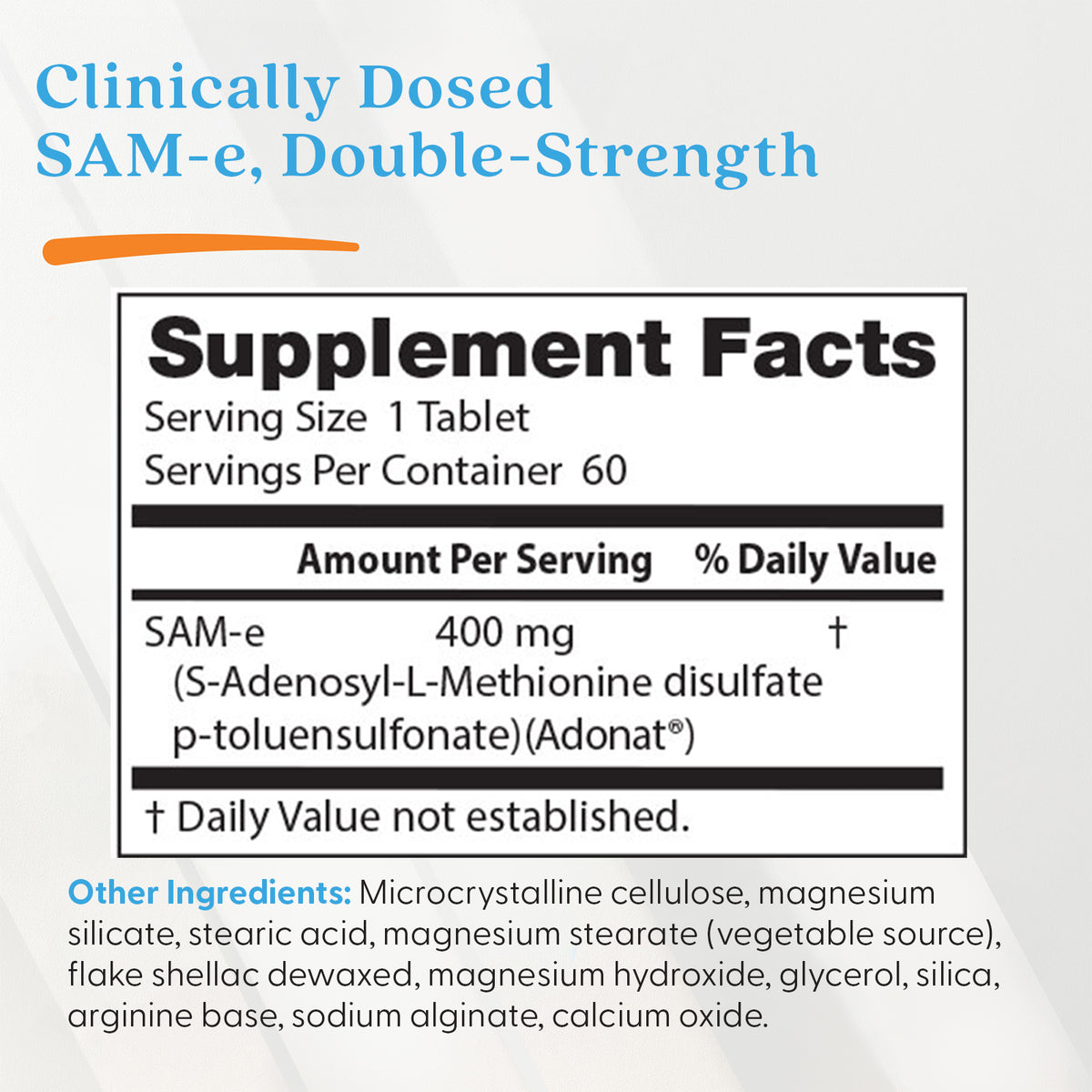 Doctor's Best SAM-e, Double-Strength, 400 mg, 60 Enteric Coated Tablets