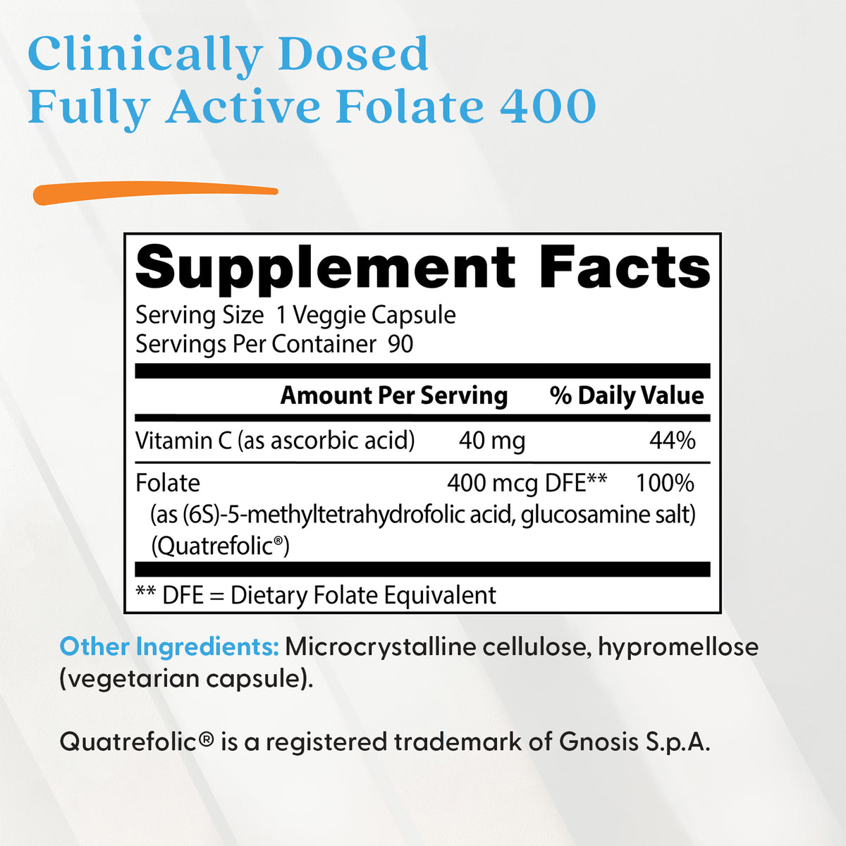 Doctor's Best Fully Active Folate 400 with Quatrefolic, 400 mcg, 90 Veggie Caps
