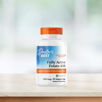Doctor's Best Fully Active Folate 400 with Quatrefolic, 400 mcg, 90 Veggie Caps