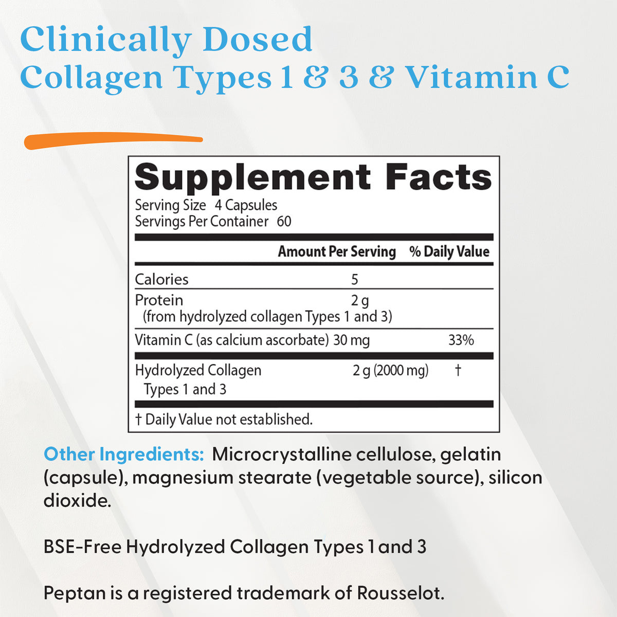 Doctor's Best Collagen Types 1 and 3 and Vitamin C, 2,000 mg Per Serving, 240 Capsules