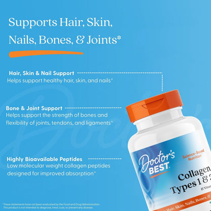 Doctor's Best Collagen Types 1 and 3 and Vitamin C, 2,000 mg Per Serving, 240 Capsules