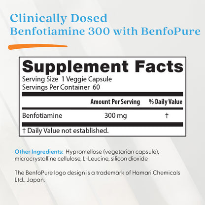 Doctor's Best Benfotiamine with BenfoPure, 300 mg, 60 Veggie Caps