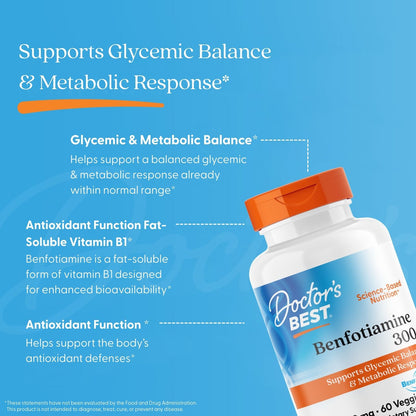 Doctor's Best Benfotiamine with BenfoPure, 300 mg, 60 Veggie Caps