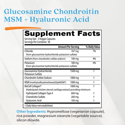Doctor's Best Glucosamine Chondroitin MSM + Hyaluronic Acid, 150 Veggie Caps