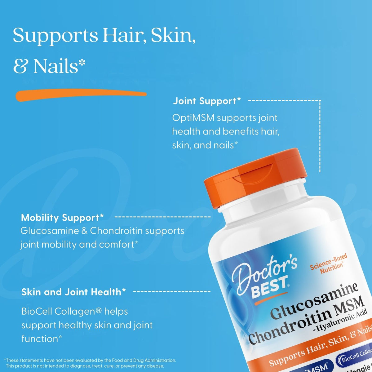 Doctor's Best Glucosamine Chondroitin MSM + Hyaluronic Acid, 150 Veggie Caps