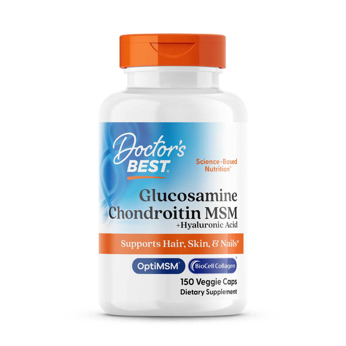 Doctor's Best Glucosamine Chondroitin MSM + Hyaluronic Acid, 150 Veggie Caps