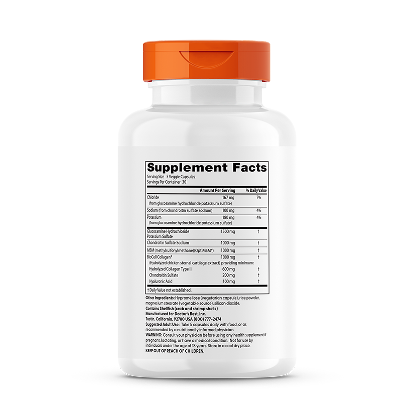 Doctor's Best Glucosamine Chondroitin MSM + Hyaluronic Acid, 150 Veggie Caps