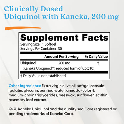 Doctor's Best Ubiquinol with Kaneka, 200 mg, 30 Softgels