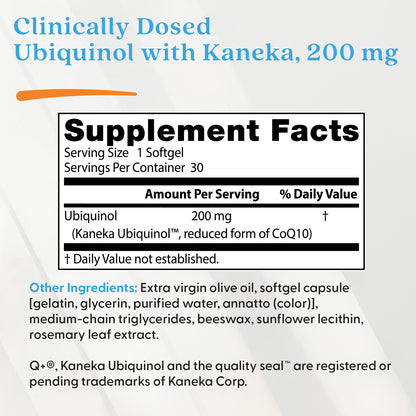 Doctor's Best Ubiquinol with Kaneka, 200 mg, 120 Softgels