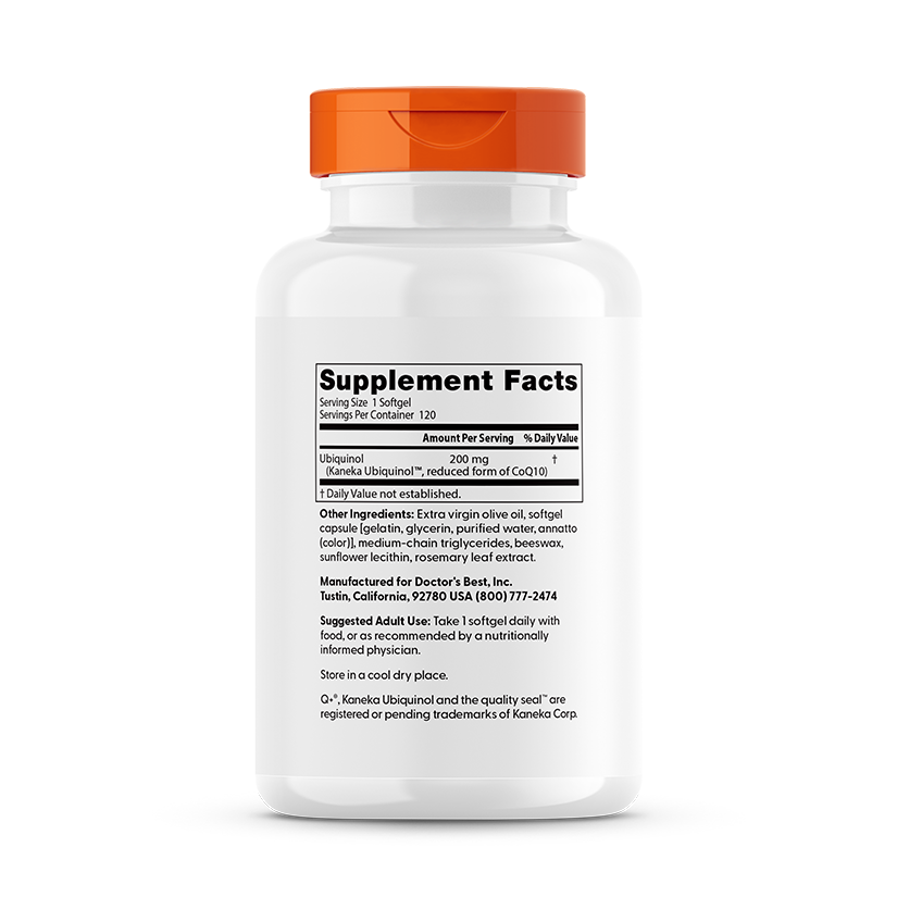 Doctor's Best Ubiquinol with Kaneka, 200 mg, 120 Softgels