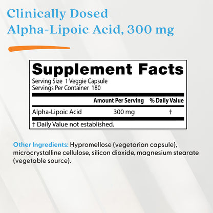 Doctor's Best Alpha-Lipoic Acid 300, 300 mg, 180 Veggie Caps