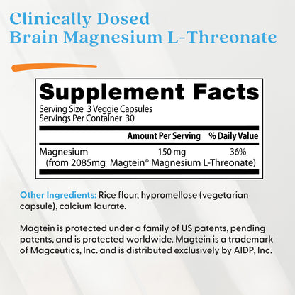 Doctor's Best Brain Magnesium with Magtein, 150 mg Per Serving, 90 Veggie Caps