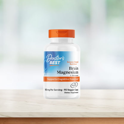 Doctor's Best Brain Magnesium with Magtein, 150 mg Per Serving, 90 Veggie Caps