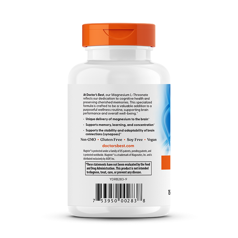Doctor's Best Brain Magnesium with Magtein, 150 mg Per Serving, 90 Veggie Caps