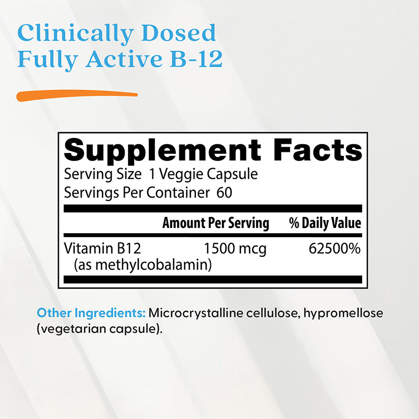 Doctor's Best Fully Active B12, 1,500 mcg, 60 Veggie Caps