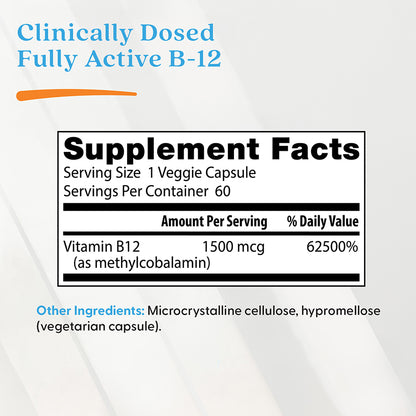 Doctor's Best Fully Active B12, 1,500 mcg, 60 Veggie Caps