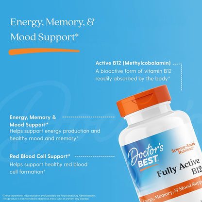 Doctor's Best Fully Active B12, 1,500 mcg, 60 Veggie Caps