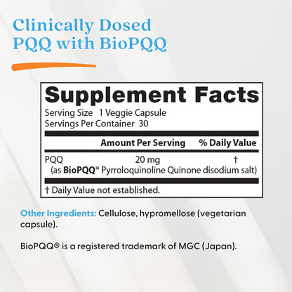 Doctor's Best PQQ with BioPQQ, 20 mg, 30 Veggie Caps