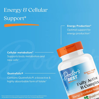 Doctor's Best Fully Active B Complex with Quatrefolic, 30 Veggie Caps