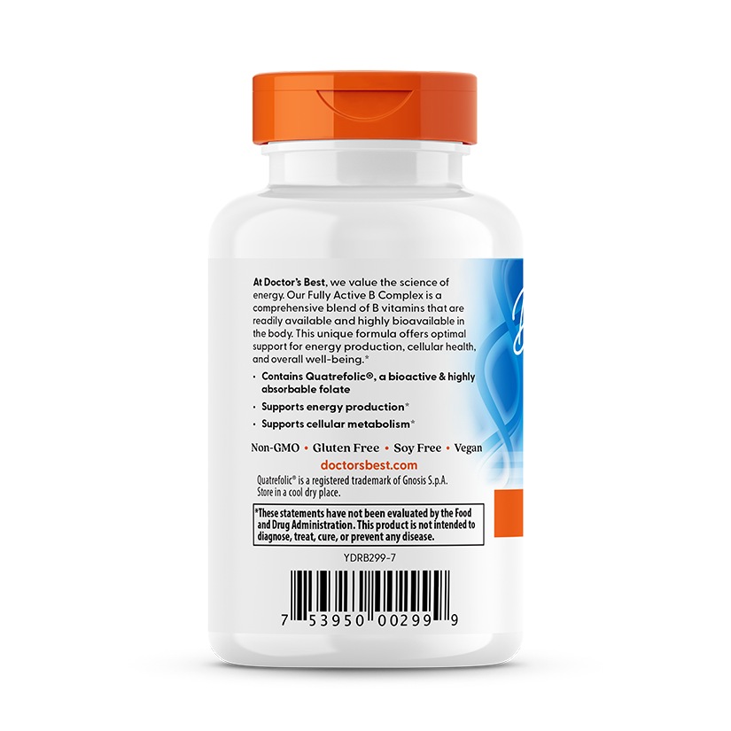 Doctor's Best Fully Active B Complex with Quatrefolic, 30 Veggie Caps