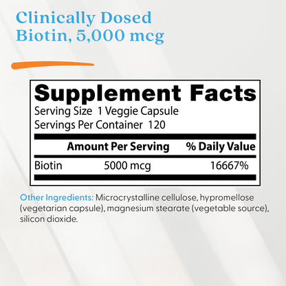Doctor's Best Biotin, 5,000 mcg,  120 Veggie Caps