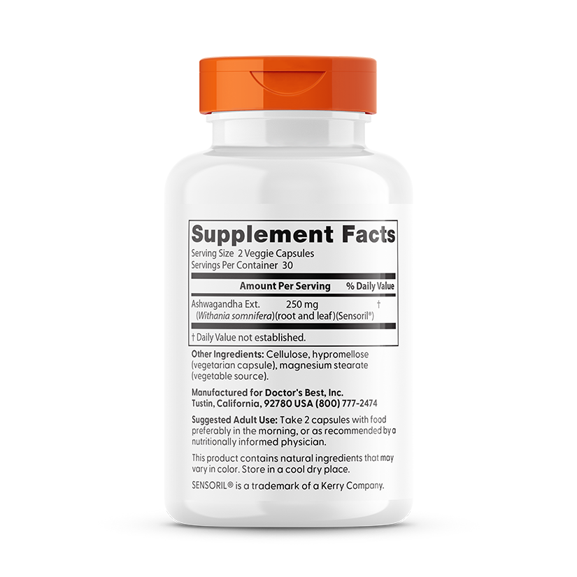 Doctor's Best Ashwagandha with Sensoril, 125 mg, 60 Veggie Caps