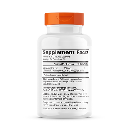 Doctor's Best Ashwagandha with Sensoril, 125 mg, 60 Veggie Caps
