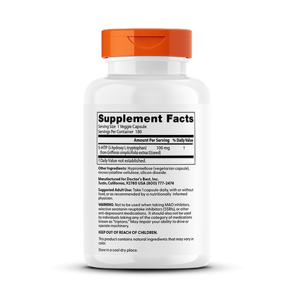 Doctor's Best 5-HTP, 100 mg, 180 Veggie Caps
