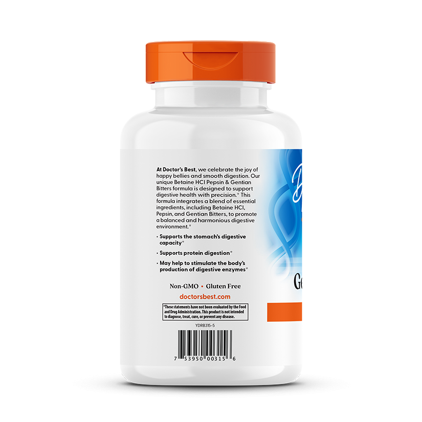 Doctor's Best Betaine HCl, Pepsin and Gentian Bitters, 360 Capsules