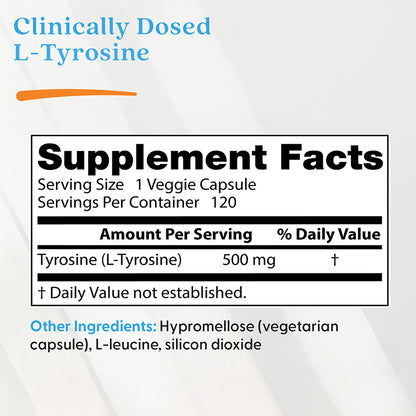Doctor's Best Best L-Tyrosine, 500 mg, 120 Veggie Caps
