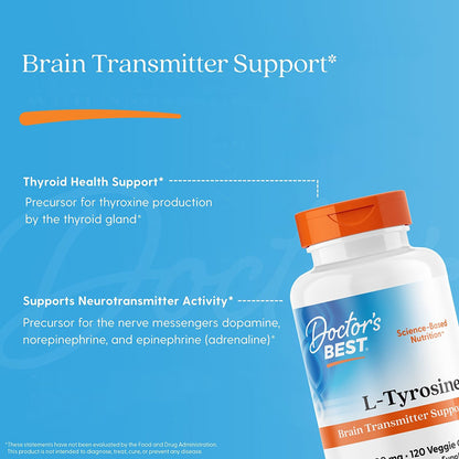 Doctor's Best Best L-Tyrosine, 500 mg, 120 Veggie Caps