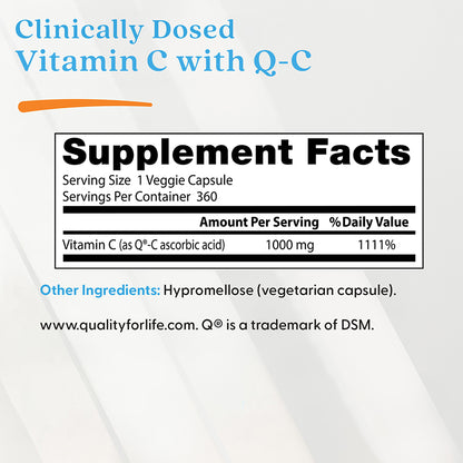 Doctor's Best Vitamin C with Q-C, 1,000 mg, 360 Veggie Caps